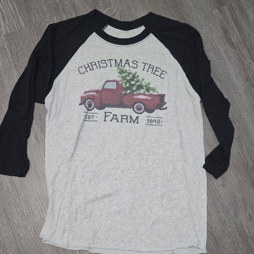 Christmas Tree Farm Long Sleeve Tee - Black and Gray